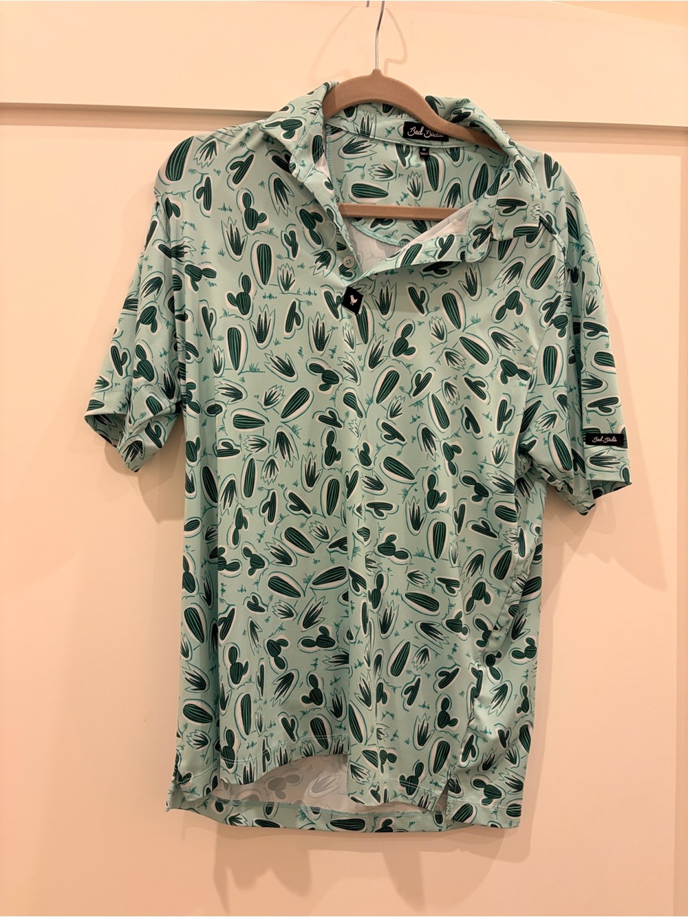 Bad Birdie Mint Green Cactus Polo